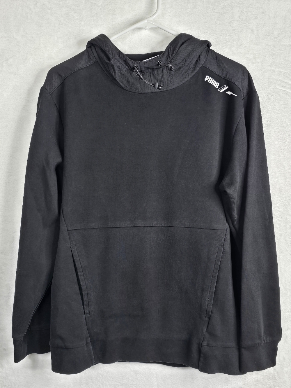 Puma Black Mixed Media Hoodie Athletic Lightweight Pullover S